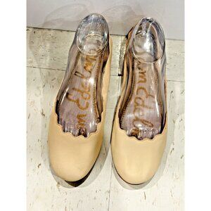 Sam Edelman Augusta Ballet Flats Womens Sz 8.5 Beige Leather Scallop Edge Casual